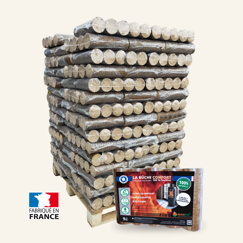 Bûches densifiées confort Brazeco - Palette de 96 packs