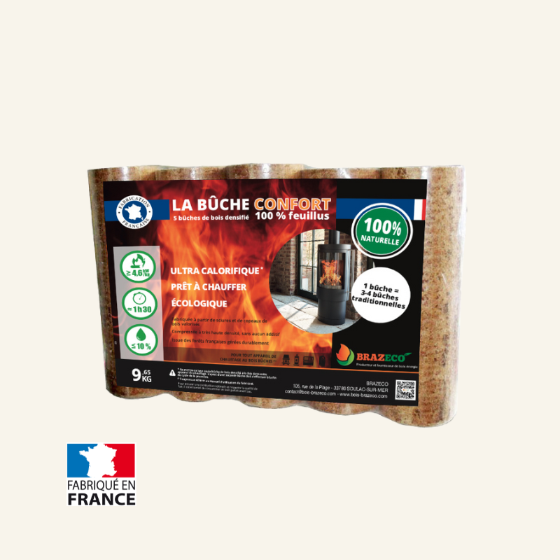 Bûches compressées confort Brazeco - pack 5 bûches
