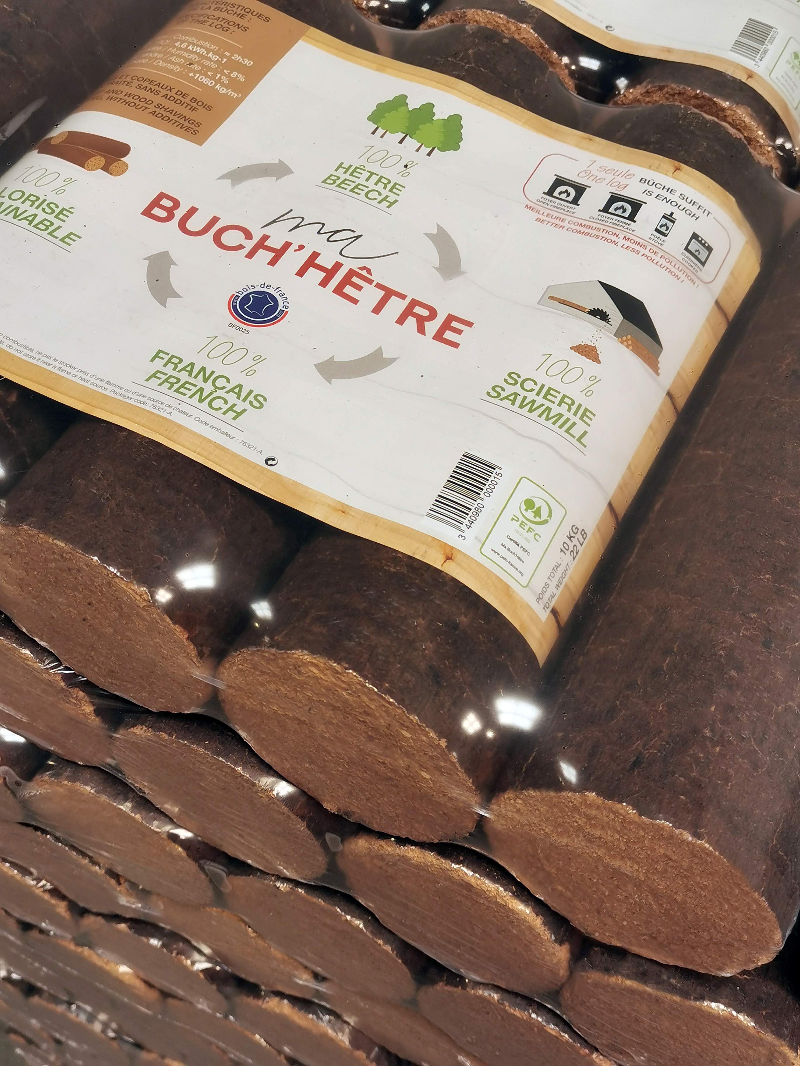 Bûches compressées premium 100% hêtre - Pack de 5 bûches – Image 2